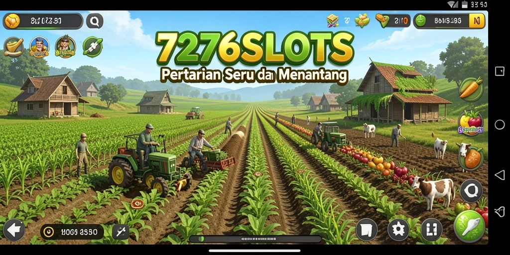 Tangkapan layar utama menunjukkan gameplay pertanian yang menarik.