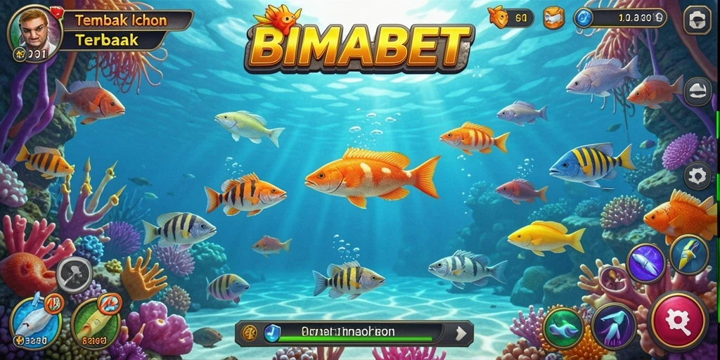 Tampilan gameplay seru dari BIMABET dengan aksi menembak ikan.