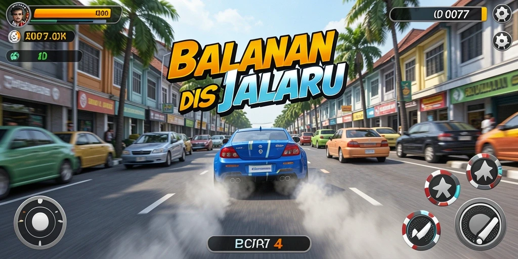 Tampilan balapan yang intens dalam C0077 dengan mobil cepat.