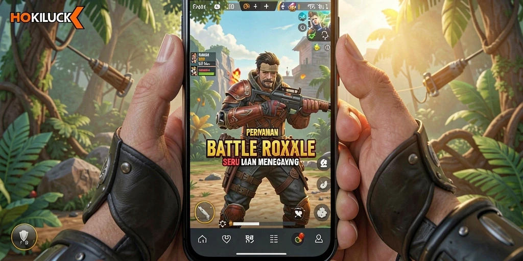 Tangkapan layar gameplay HOKILUCK dengan aksi Battle Royale yang mendebarkan.