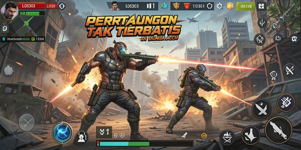 Screenshot menampilkan pertarungan seru di LOS303 dengan efek grafis yang mengesankan.
