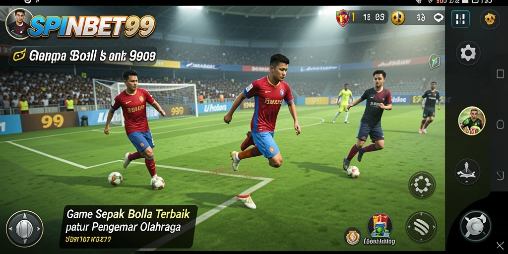 Screenshot SPINBET99 menampilkan aksi sepak bola yang mendebarkan.
